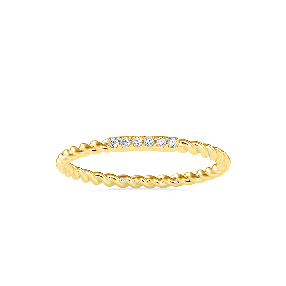 rope style pave diamond ring in yellow gold