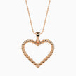 rope style open heart pendant necklace in rose gold