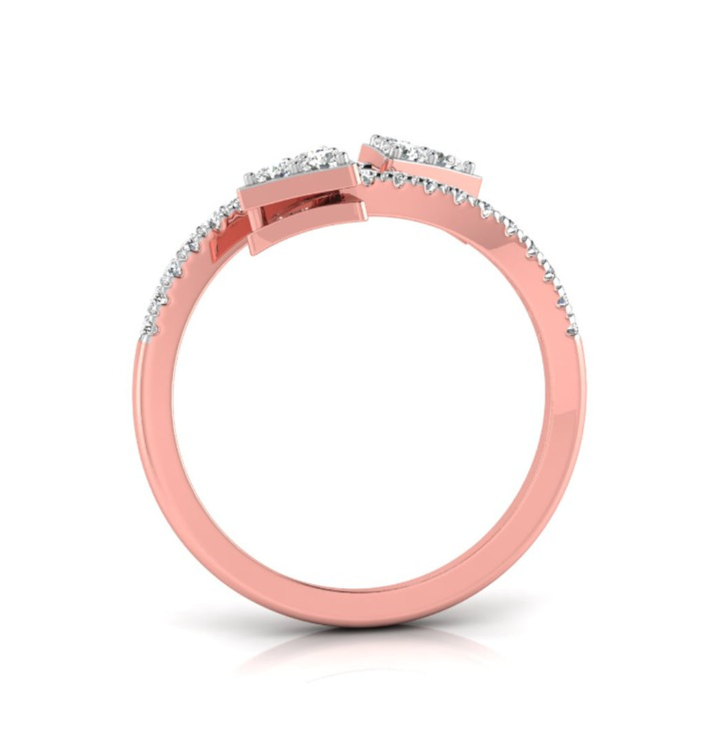 arrow shape bypass lab-grown diamond ring rose gold