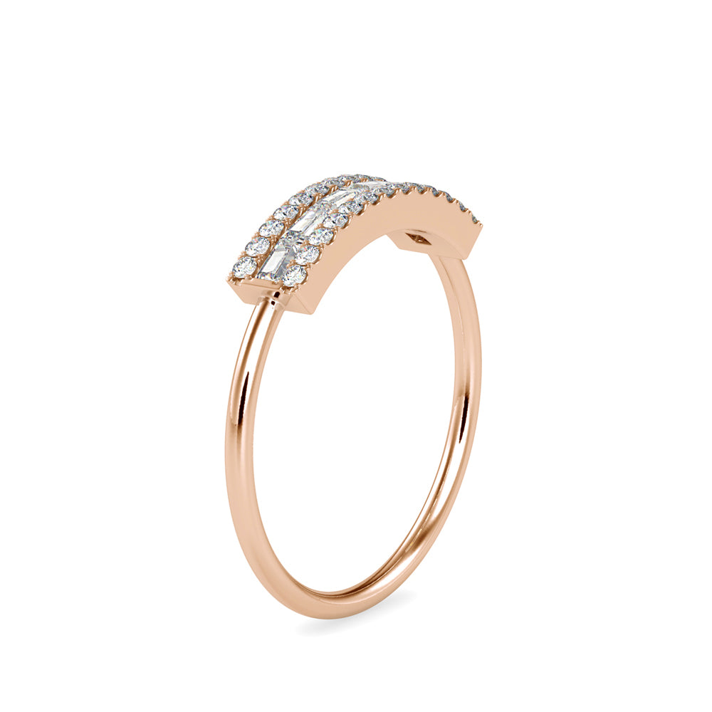 baguette cut channel set diamond ring in rose gold