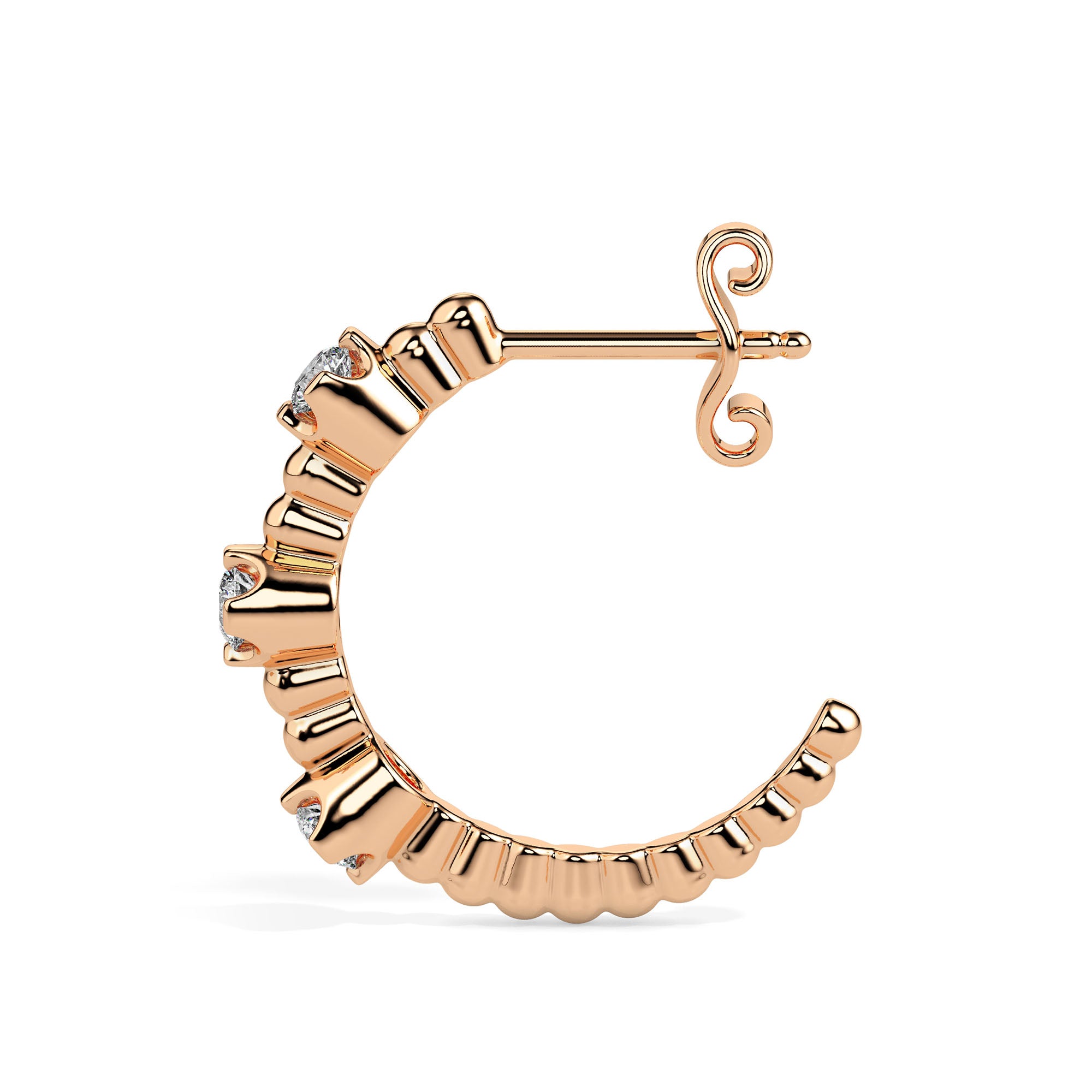 bubble drop diamond hoop earrings in rose gold