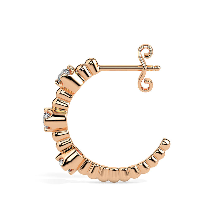 bubble drop diamond hoop earrings in rose gold