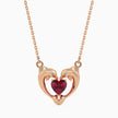 dolphin embrace red heart diamond necklace in rose gold