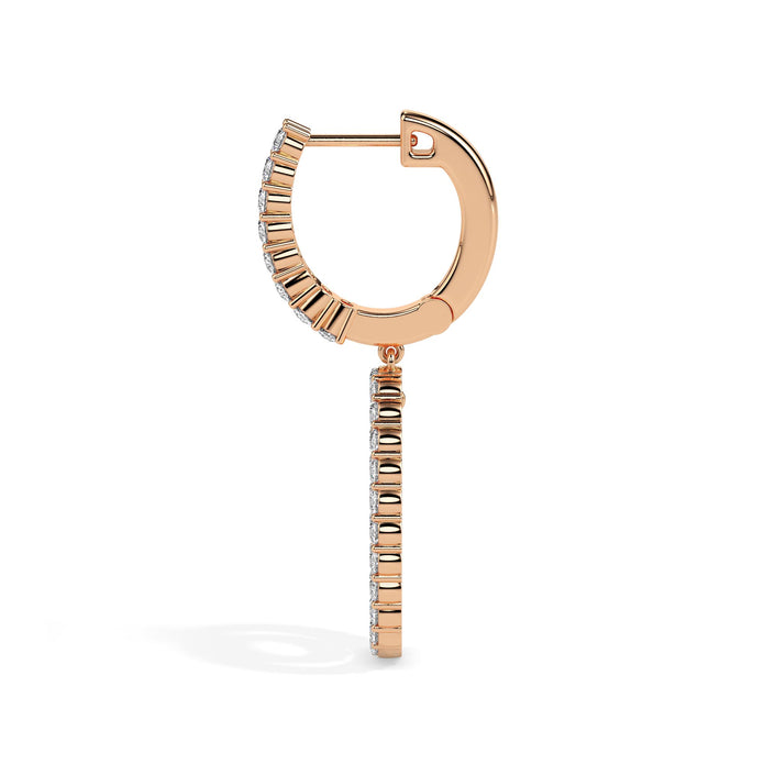 double oval halo diamond hoop earrings in rose gold
