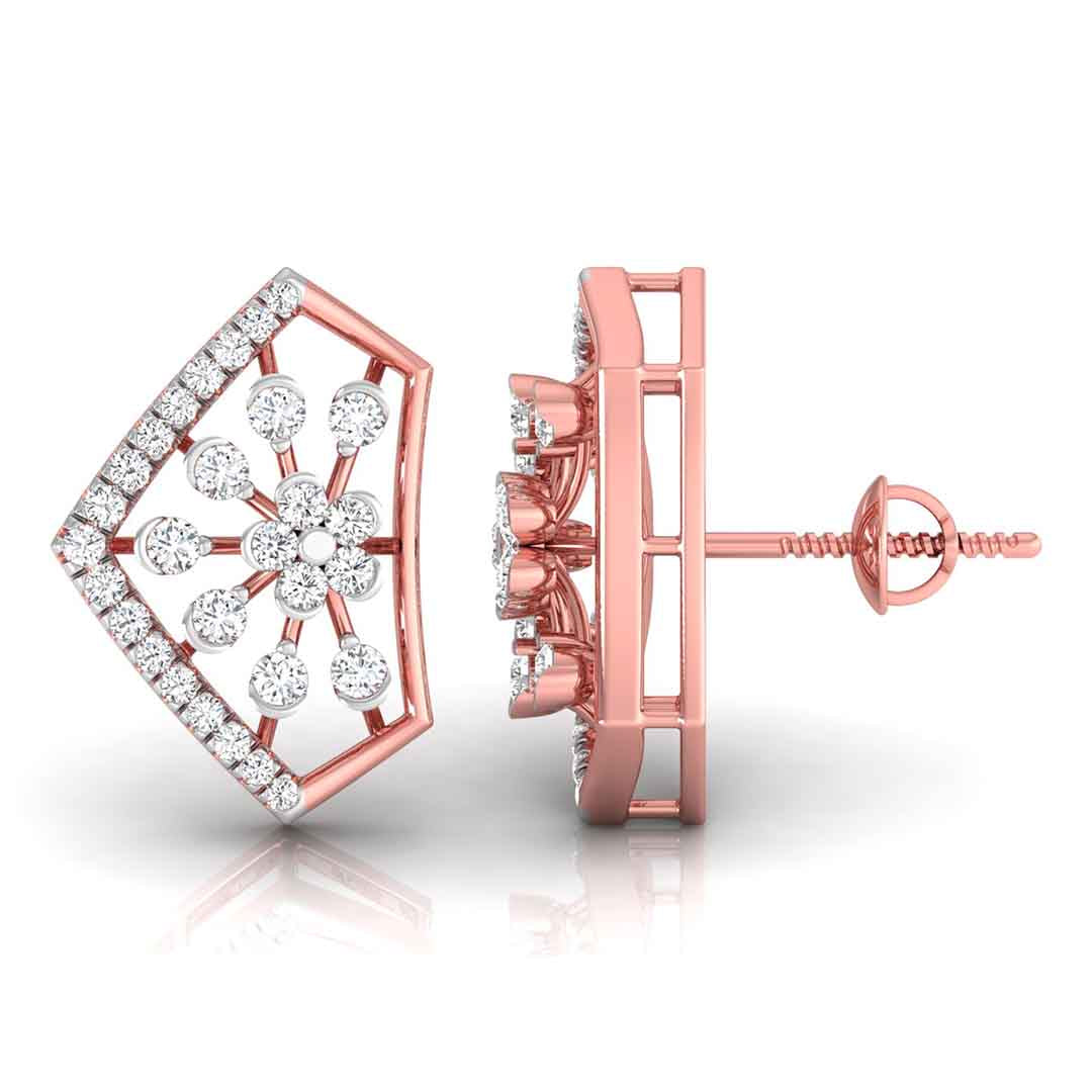 floral cluster diamond stud earrings in rose gold