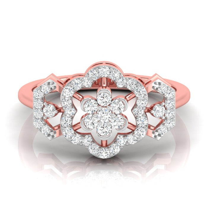 floral prong cluster diamond ring in rose gold