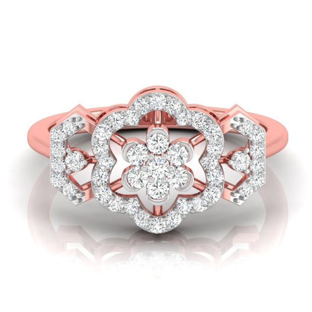 floral prong cluster diamond ring in rose gold