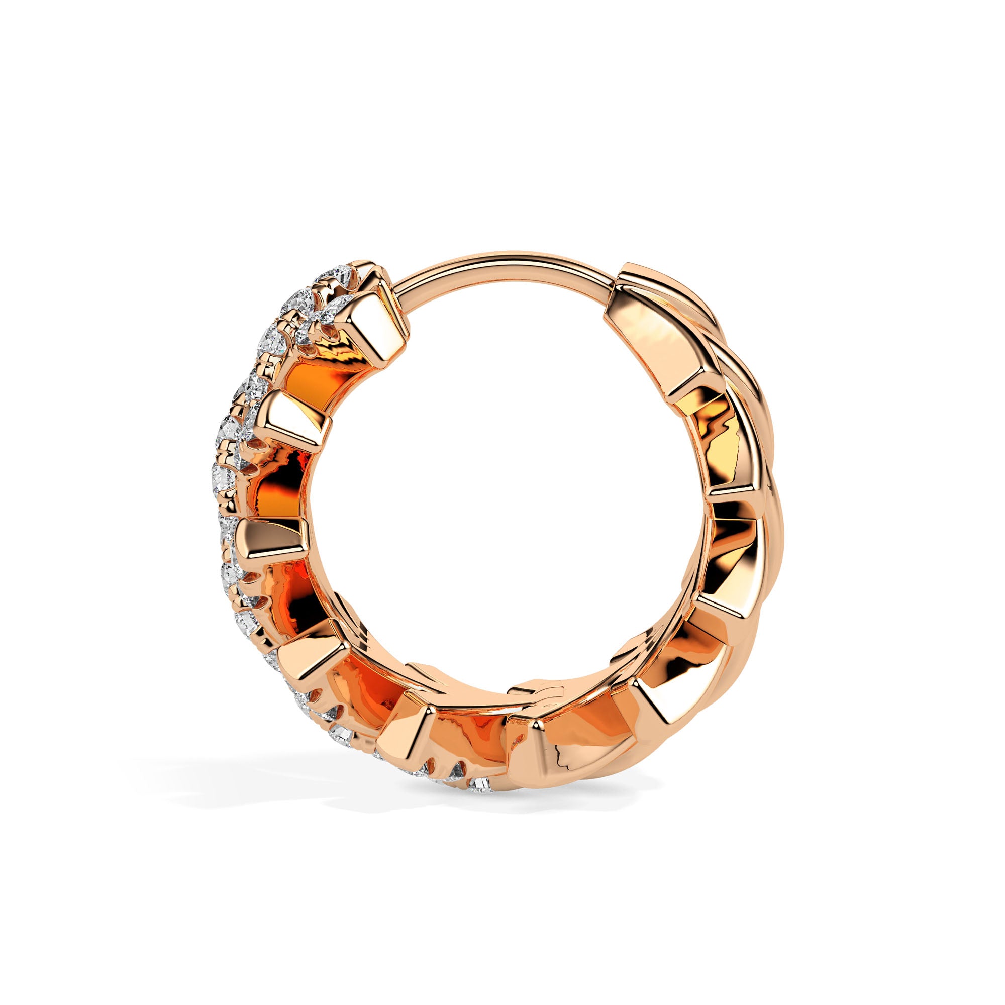 floral vine diamond hoop earrings in rose gold