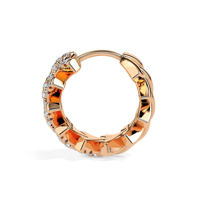 floral vine diamond hoop earrings in rose gold