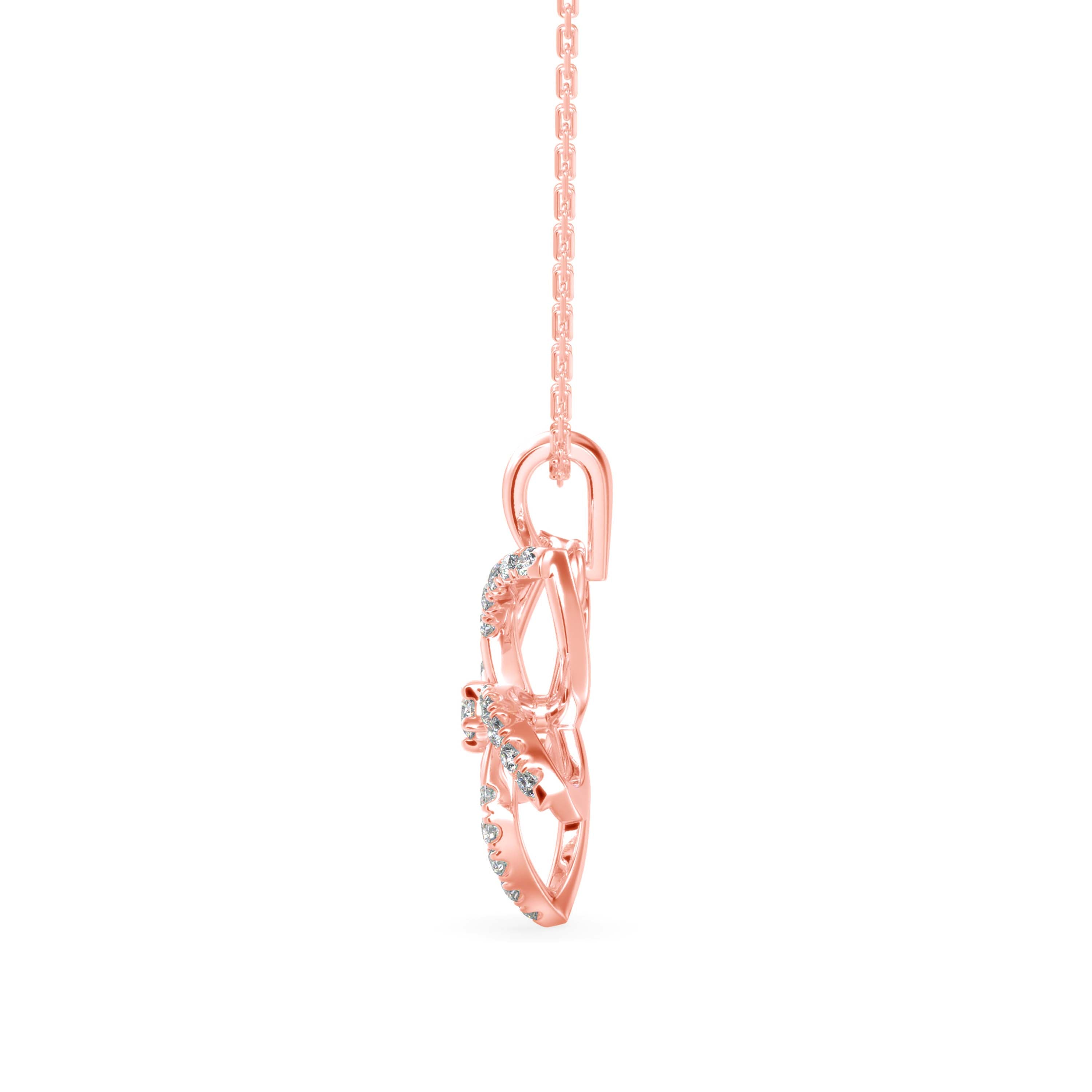 flower shape prong diamond pendant necklace in rose gold
