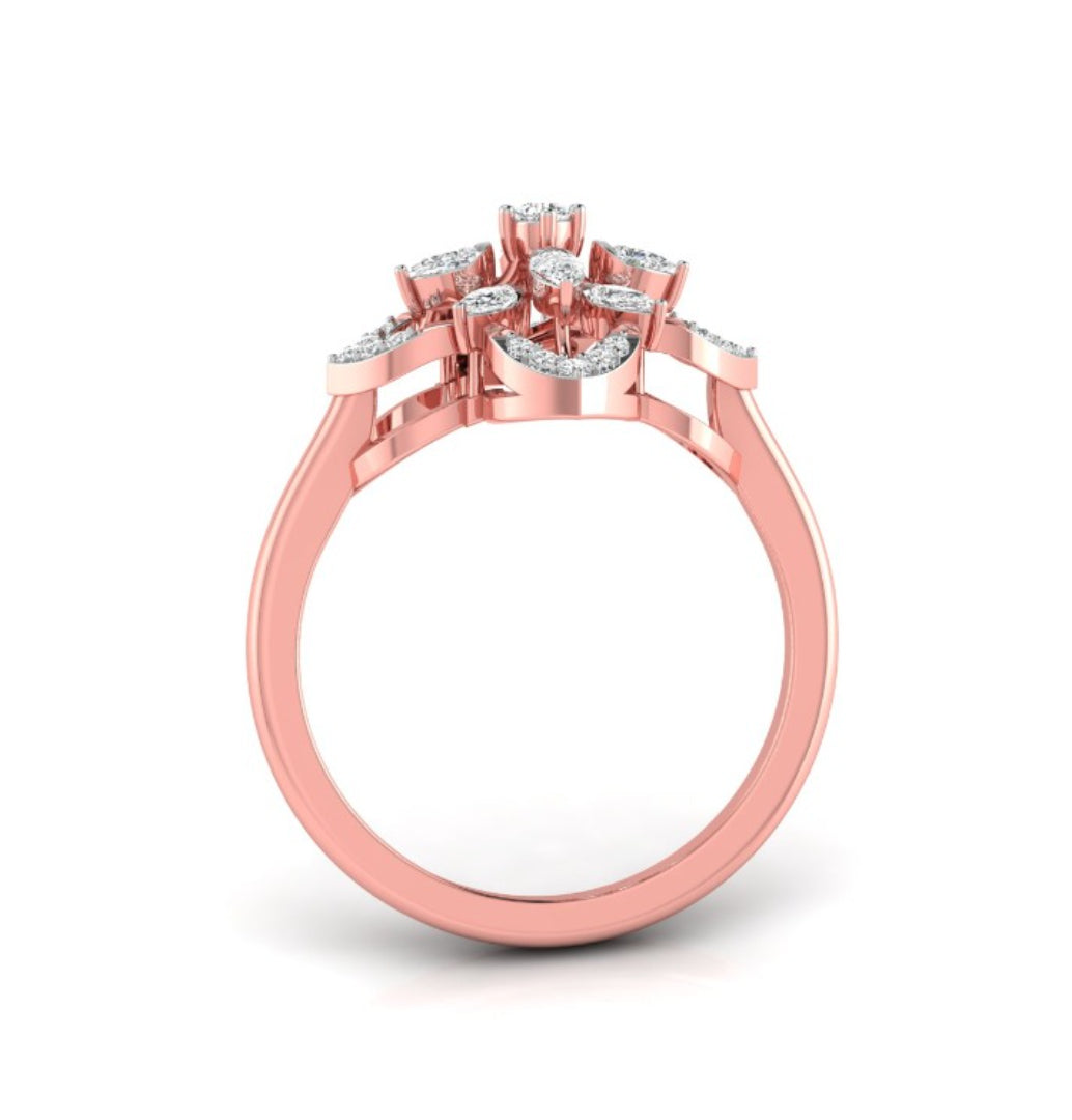 flower shape prong set lab-grown diamond ring rose gold