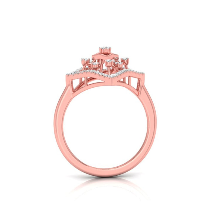 Geometric Round Cut Lab-Grown Diamond Rose Gold Ring