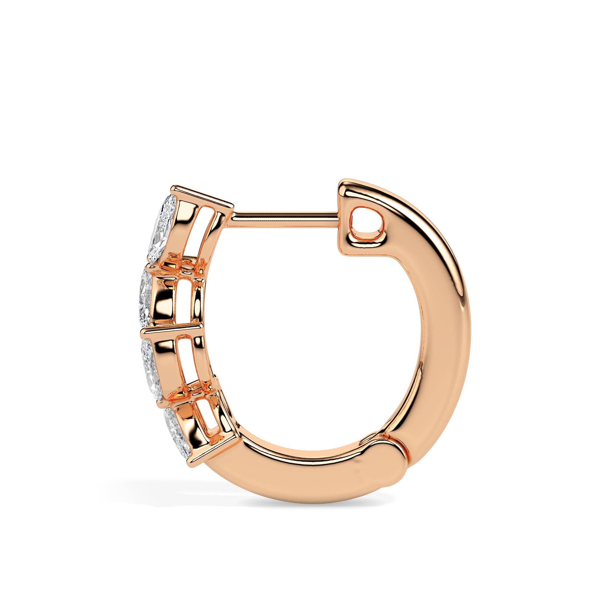 marquise cluster diamond hoop earrings in rose gold