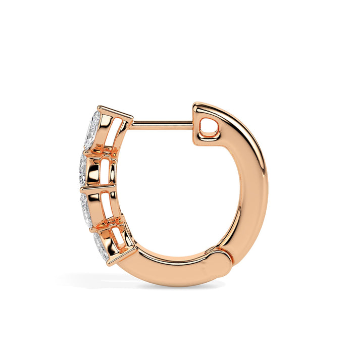 marquise cluster diamond hoop earrings in rose gold