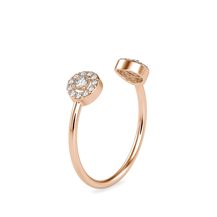 open cuff halo diamond ring in rose gold