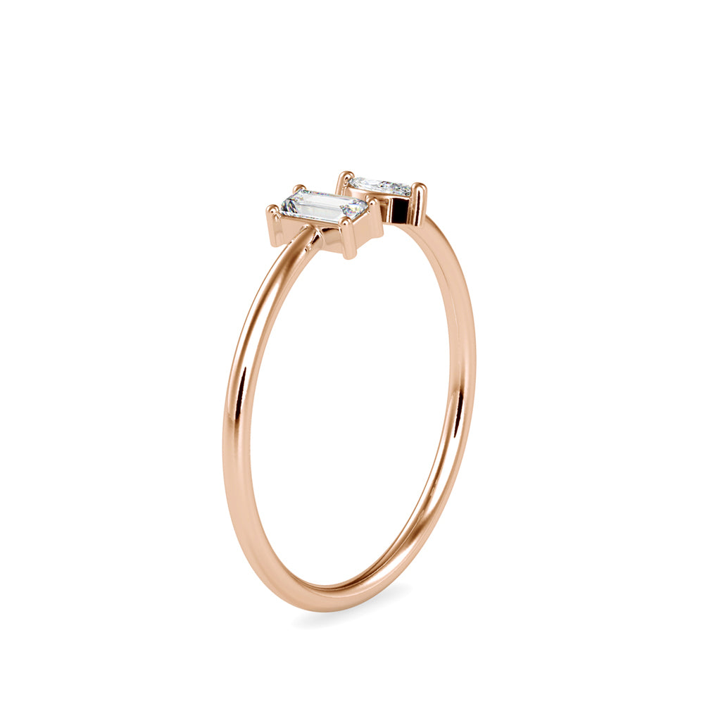 open style two stone diamond ring in rose gold