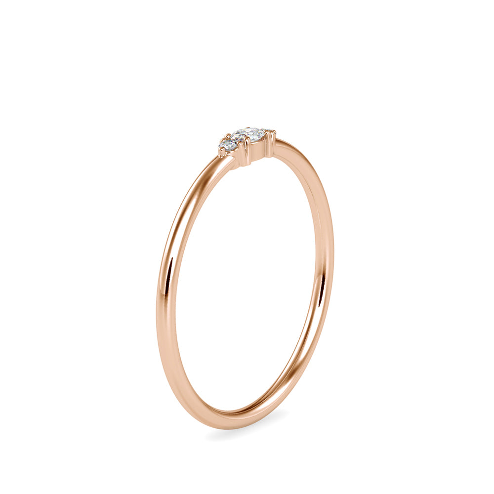 oval three stone diamond ring in rose gold