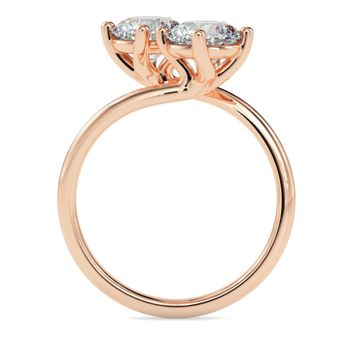 round bypass toi et moi lab-grown diamond ring in rose gold