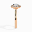 round cut halo diamond ring in rose gold