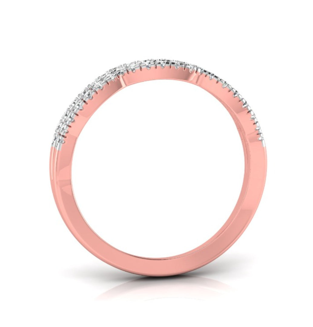 round cut wave design lab-grown diamond band in rose gold