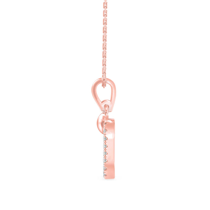 square pave diamond pendant necklace in rose gold