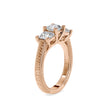 radiant cut three stone lab-grown diamond ring in rose gold