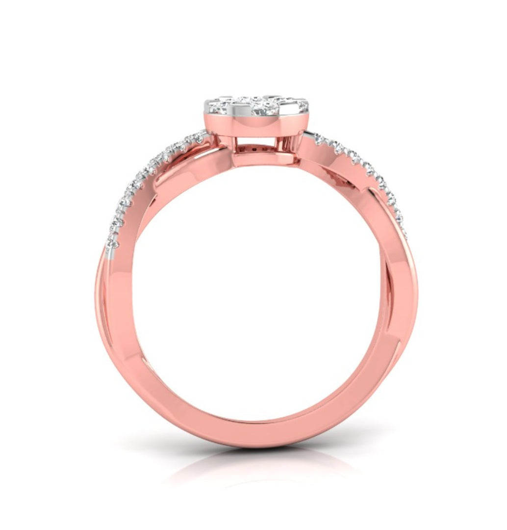 round cluster twisted lab-grown diamond ring in rose gold