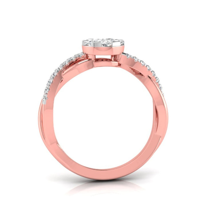 round cluster twisted lab-grown diamond ring in rose gold