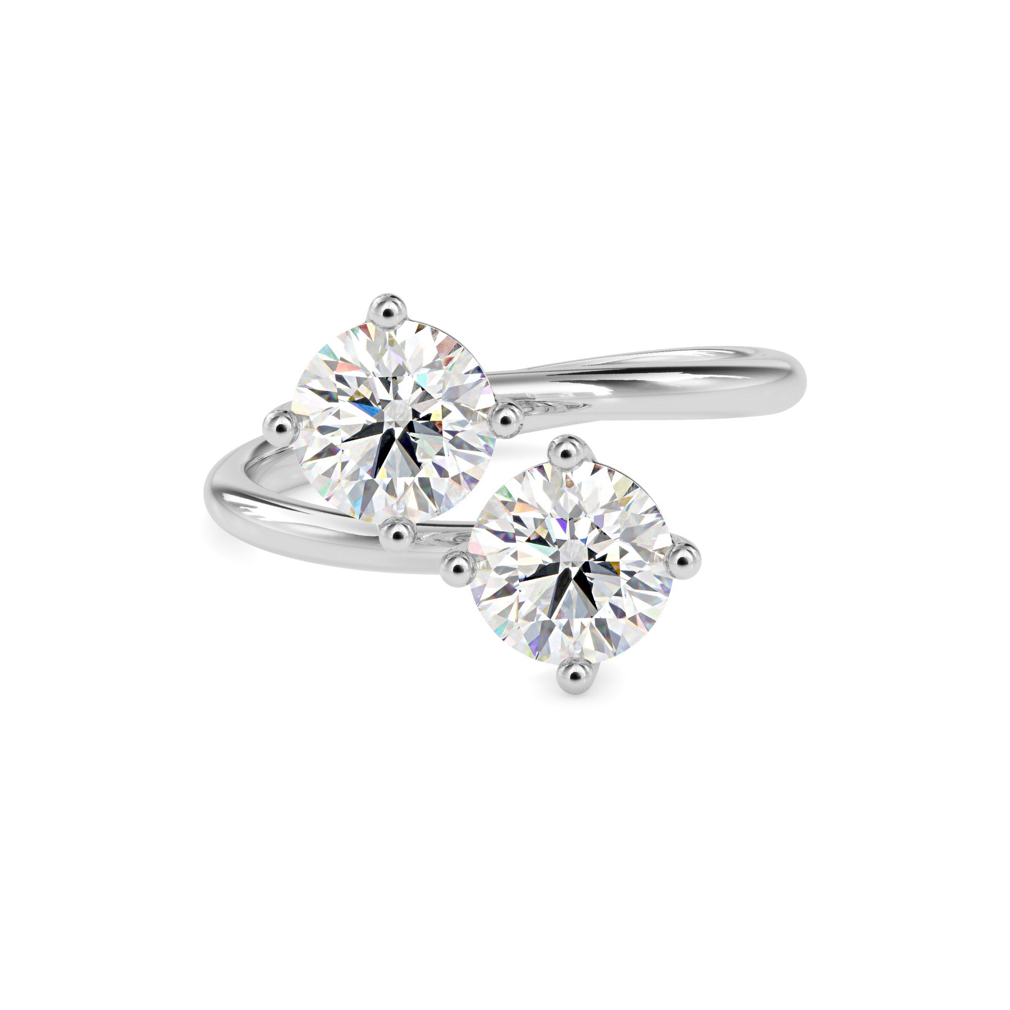 round bypass toi et moi lab-grown diamond ring in white gold
