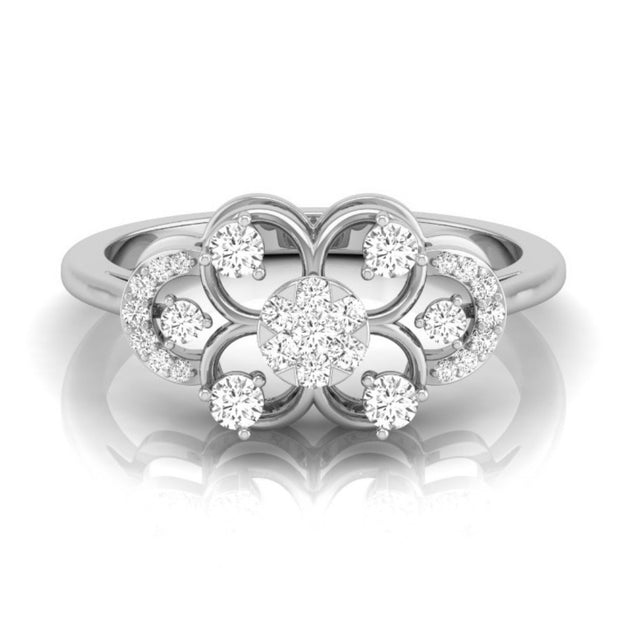 round cluster diamond ring in white gold