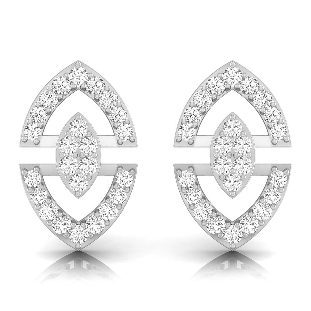 round cluster diamond stud earrings in white gold