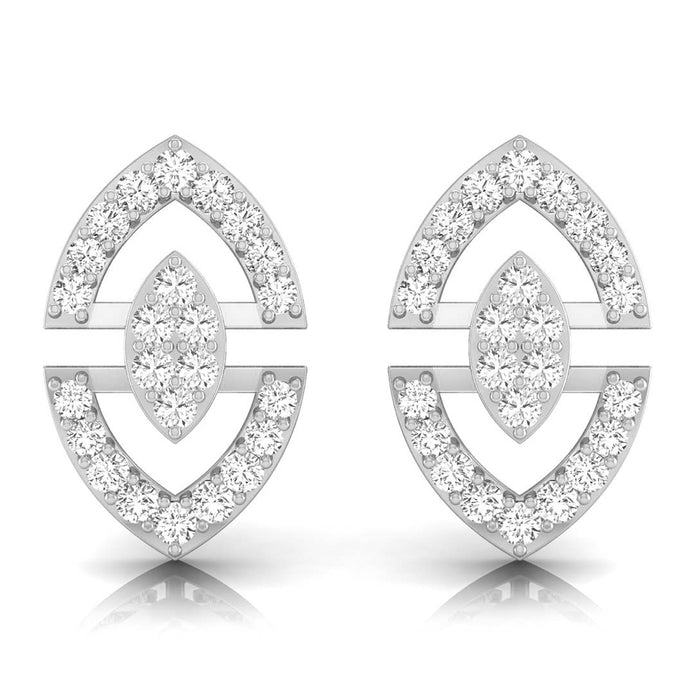 round cluster diamond stud earrings in white gold