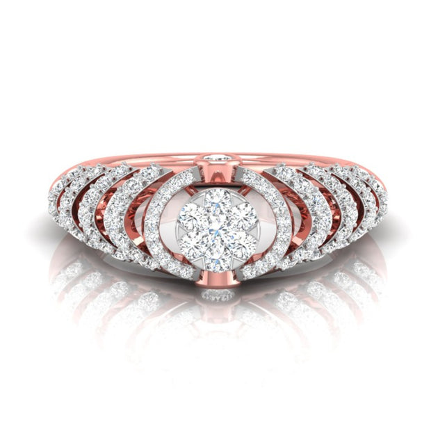 round cluster multi-layer halo lab-grown diamond ring in rose gold