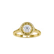 round cut bezel halo lab-grown diamond ring in yellow gold