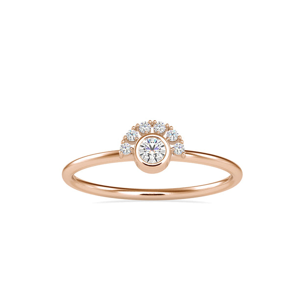 round cut bezel diamond ring in rose gold