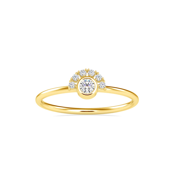 round cut bezel diamond ring in yellow gold