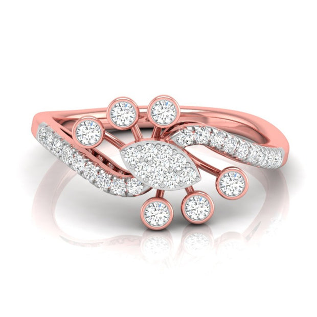 round cut cluster diamond ring in rose gold