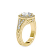 round cut halo lab-grown diamond ring in yellow gold