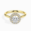 round cut halo diamond ring in yellow gold