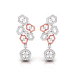 round diamond dangler earrings in rose gold
