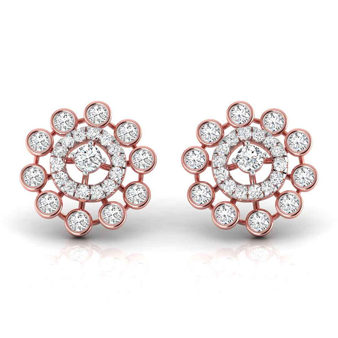 round diamond stud earrings in rose gold
