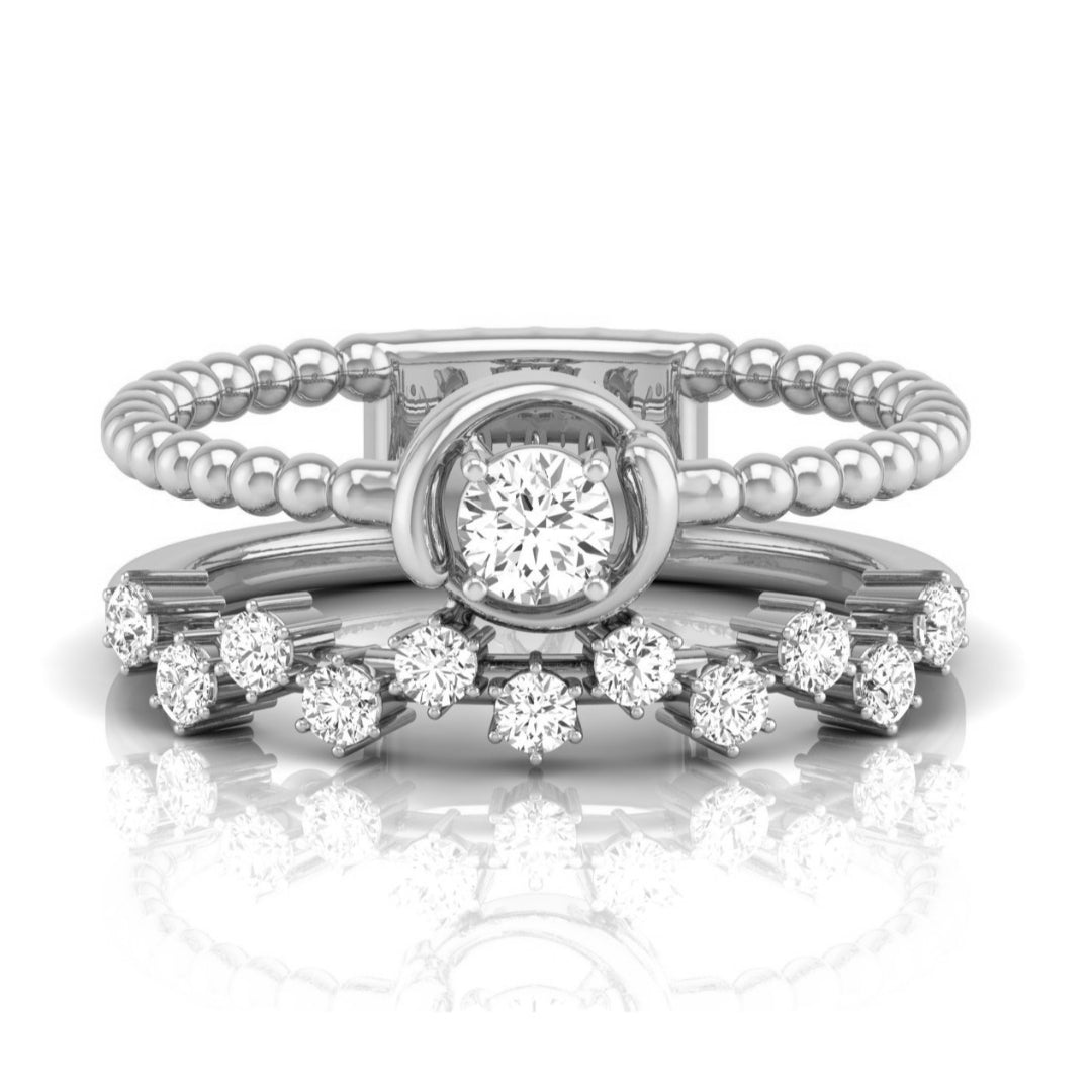 round cut lab-grown diamond enhancer ring in white gold