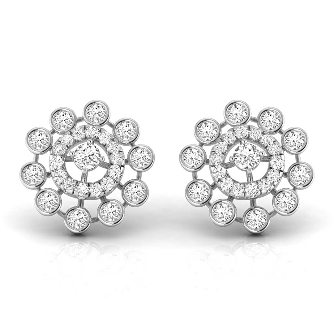 round diamond stud earrings in white gold