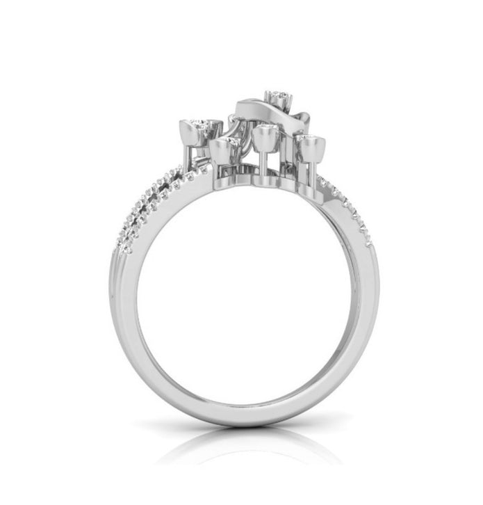 round cut prong set diamond ring in white gold
