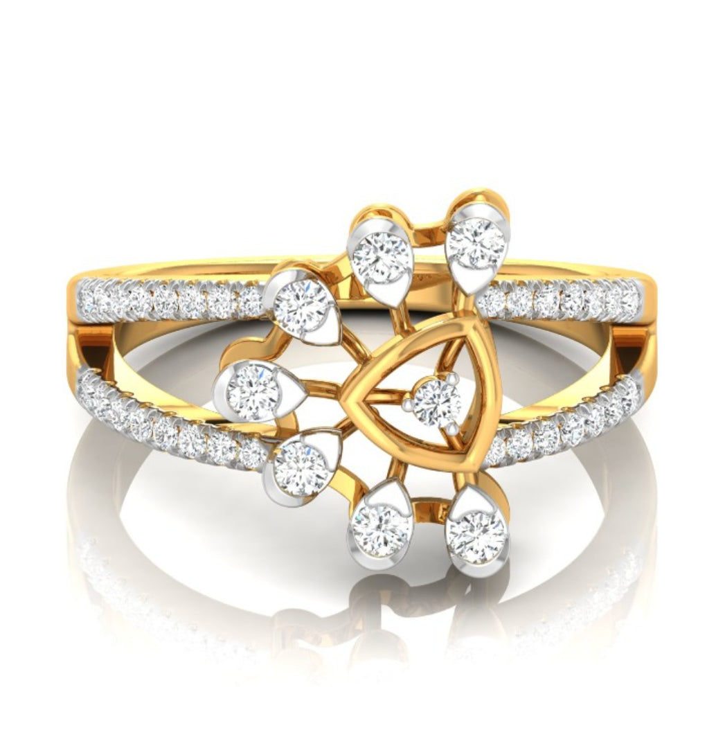 round cut prong set diamond ring in yellow gold