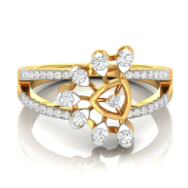round cut prong set diamond ring in yellow gold
