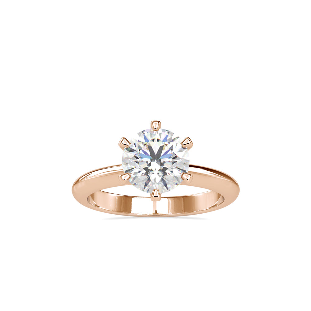 round cut solitaire diamond ring in rose gold