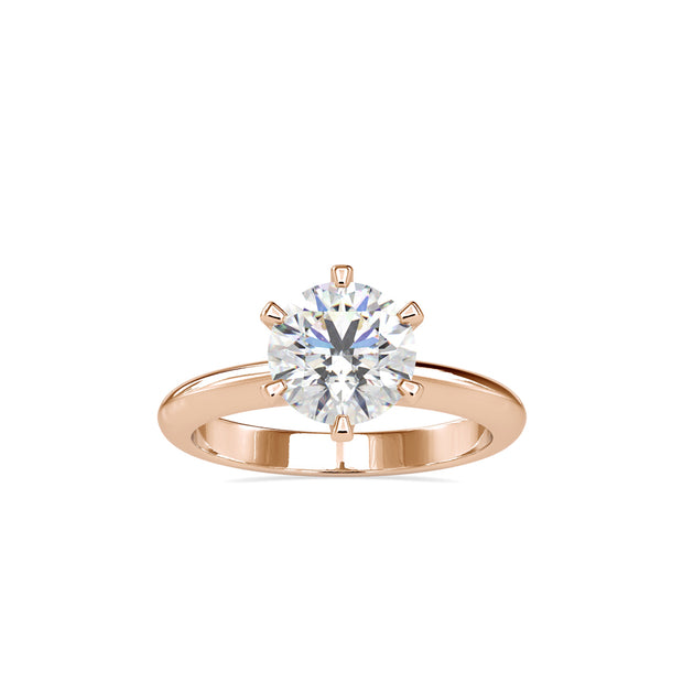 round cut solitaire diamond ring in rose gold
