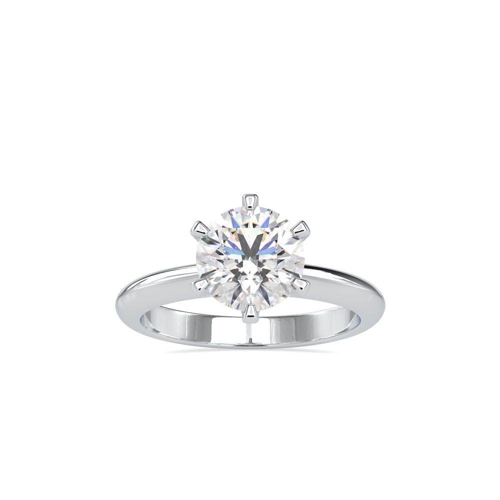 round cut solitaire diamond ring in white gold
