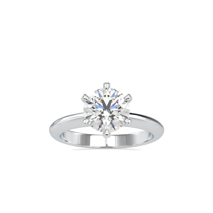 round cut solitaire diamond ring in white gold